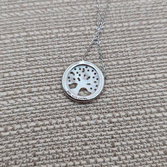 18 Inch Sterling Silver MoP Tree Of Life Cubic Zirconia Necklace A5497 - Picture 5 of 8
